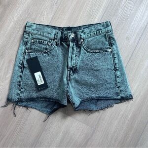 NWT EDWIN cai Anthropologie cut off denim shorts distressed mint black green 25